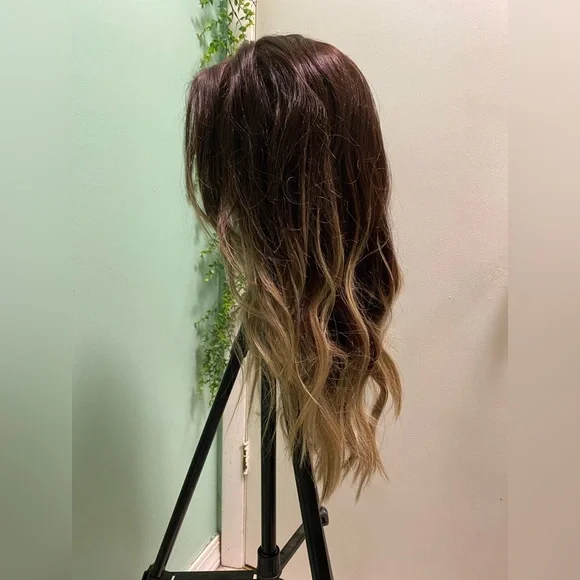Human/Synthetic Blend Dark Blonde Ombre Lace Front Wig - Picture 6 of 10